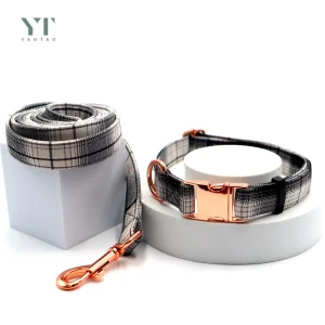 Custom Luxury Pet Supplies Fabric Designer Cotton Dog Leash and Collar Set Metal Buckle Dog Leash and Collar for Dogs