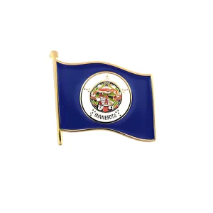 Custom Printed Metal Flag Lapel Pin Badge with Resin Top