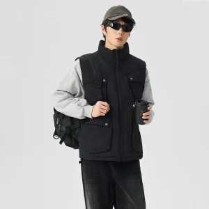 Wholesale ZD multi-pocket sleeveless beige puffer jacket Factories, Products