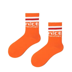 Preço de Fábrica por Atacado Meias de Algodão Personalizadas com Logo para Homens, Mulheres e Crianças na Cor Laranja