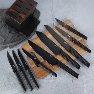 Home Use Kitchen Cutting Tools with Solid Wood Knife Block