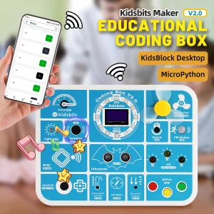 Kidsbits New Upgrade Programming Learning Starter Kit for Arduino Stem Education 6+ Years Old Children ESP-32 Maker Coding Box