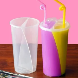 26oz Disposable PP Plastic Twin Split Coffee Cups