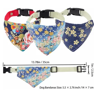Custom Logo Floral Designers Triangle Scarf Bibs Pet Collar Plastic Buckle Release Padded Dog Collar Bandana for Dog Cat