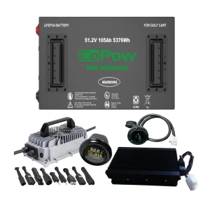 CoPow 48v 100Ah 5120Wh Club Cart Deep Cycle Lifepo4 51.2v 48 Volts Low Speed Sightseeing Car Lithium Ion Golf Cart Battery Pack