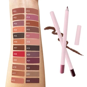 Popular 24 Colors Pink Lip Liner Dark Brown Smooth Pencil Private Label Waterproof Matte Lip Liner