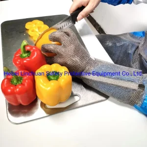 Stainless Steel Long Section Steel Stove Wristband Gloves Cut Resistant Gloves/ Metal Mesh Protective Chain Mail Glove with Long Cuff/Meat Cut Long Sleeve Glove