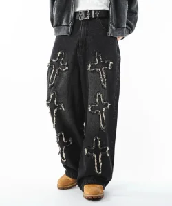 Calças Jeans Baggy de Algodão Premium