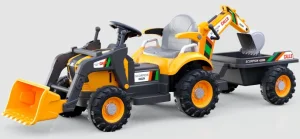 Kids Toy Battery Operated Ride on Car Electric Tractor with Trailer and Digger and Front Loader