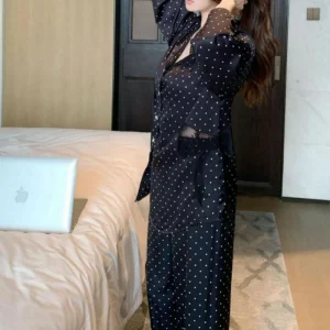 Pijama de seda helada para mujer para exterior