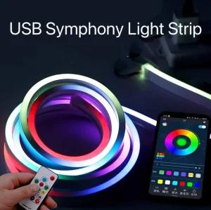 5V 3m IP65 Waterproof LED RGB Strip Lights Bluetooth Version Neon Strip Remote Control DIY Bedroom Home Decoration Ambient Light
