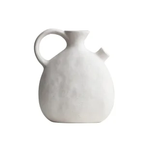Discount Milky White Speckled Glaze Single-Handled Jug-Shaped Ceramic Vase Factory, Factories