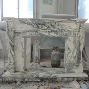 Frend Style Home Decor Arabescato Marble Fireplace Mantel Custom Stone Fireplace Surround Carving