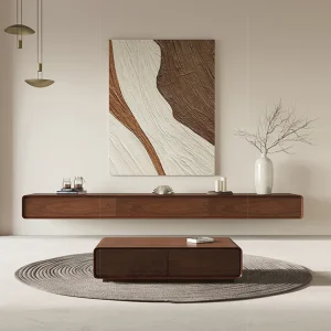 Walnut TV Cabinet Solid Wood Modern Minimalist