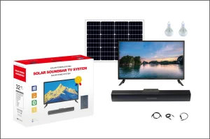 Pcv Solar Soundbar TV System Solar off-Grid System Portable Power Station for TV+Fan+Lights with USB Phone Charging Interface