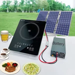 Solar &amp; Battery Powered Portable Single Burner Induction Cooker for Household Use