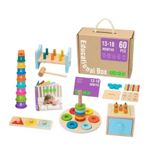 6 in 1 Early Education Stacked High Toy Sets Building Blocks Tower, Hammer Beating Toys 13-18m Educational Box