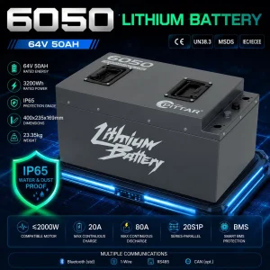 Bateria de Lítio com MPPT embutido para Motocicleta Elétrica 64V 50ah LiFePO4