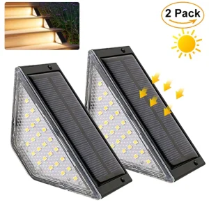 Outdoor Lighting 24 LED Solar Step Lights for Outside 14500 Battery Polysilicon IP65 Waterproof Landscape Solar Wall Deck Lamps