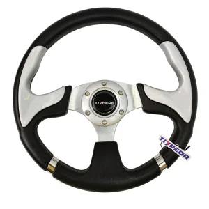 Racing Style Steering Wheel for Golf Cart PU Material Interior Accessories Sport Flat Steering Wheel