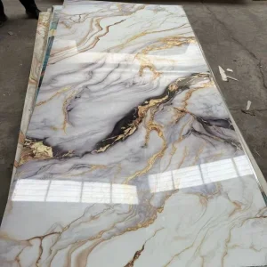 Hot Sale 3mm 4X8 Alternative UV Spc WPC Board Marble Effect Carbon Fiber Panels Bamboo Carbon Crystal Wall Panel PVC Marble Sheet for Wall Decoration