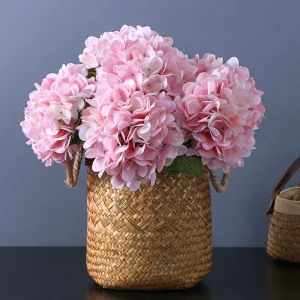 Pink Color Single Realistic Real Touch Artificial Hydrangea for Home Wedding Centerpiece Decor