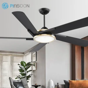 Low Profile Indoor Decorative Reversible DC Motor 60 Inch Matte Black and Gold Modern Ceiling Fan with Light Remote Control