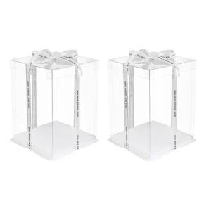 Wholesale Tall Transparent Plastic Clear Cake Packaging Box Wedding Pop Pastry Gift Bakery Cake Display Box