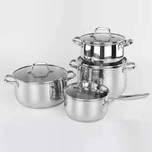 AXA Stainless Steel Pots and Pans Set Ceramic Nonstick, 4 Pcs Professional Home Chef Kitchen Cookware Set Free of PTFE/PFOA/PFAS