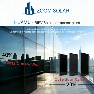 200W 300W 400W 550W Large Size Custom Color Transparent Cdte BIPV Power Generation Glass for Facade Curtain Wall Systems