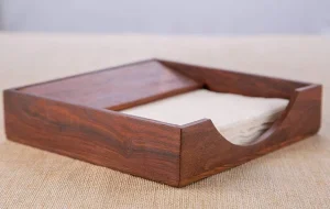 Handicrafts Goods Wood Flat Paper Napkin Holder Display