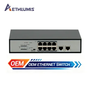 8 Port Gigabit PoE Switch with 2 Uplinks 120W 802.3af/at Built-in Power Supply 6KV Lightning Surge Protection Network Switch