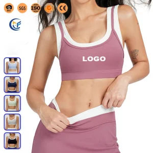 2026 Women's Color-Blocking Yoga Sports Bra Gym Wear Sex Ribbed Underwear Ladies Fitness Running Vest