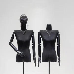 Best Price Headless Upper Body Mannequin in Matte/Glossy Black/White with Flat Shoulder and Adjustable Height Base Made of PP/PE/ABS for Female Clothes Display