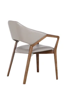 Comfortable Famliy Modern Designer Hot Sale Diningroom Walnut PVC Arm Chairs