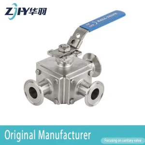 Stainless Steel Sanitary Square Quick Installation 3 Way Ball Valve