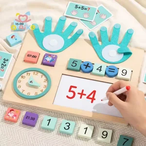 Safe Montessori Toys Educational Wooden Clock Finger Counting Educational Toys Math Teaching Aids Mathematics Learning Toy