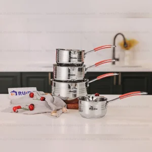 4PCS Stainless Steel Sauce Pan 4 Capacity with Strong Handle