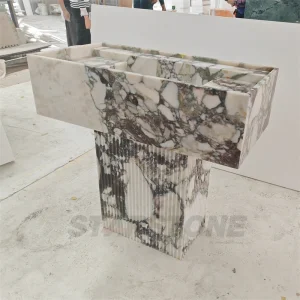 Turkey Natural Calacatta Viola Marble Sink Freestanding Pedestal Custom Marble Sink