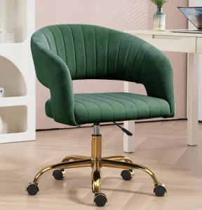 Modern Velvet Office Computer Desk Chair with Gold Plating Base