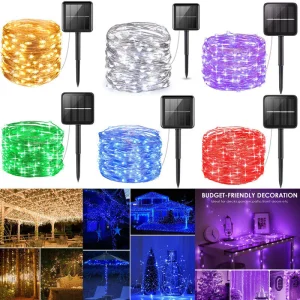 8 Modes Solar-Powered Copper String Lights for Outdoor Celebrations