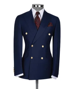Custom Men's 2 Piece Classic Fit 2 Button Suit Jacket Office Dress Blazer &amp; Pleated Pants Set 2026