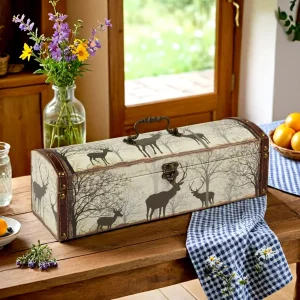 Decorative Wine Box, Wooden Wine Single Storage Case Bottle Gift Box for Gift Packing 11X11X36cm Sj17603