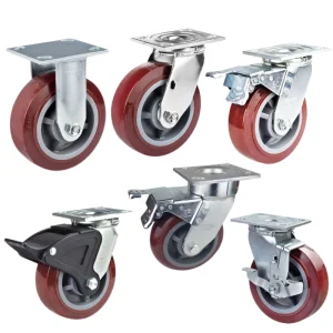 Heavy Duty Steel Polyurethane Castors 4/5/6 Inch Mobile Table Swivel Casters With Brake Ball Bearing &amp; Silent Operation