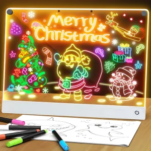 Rechargeable Touch Control Light-up Acrylic Drawing Board With Color-Changing Dimmable Night Light For Babies And Kids