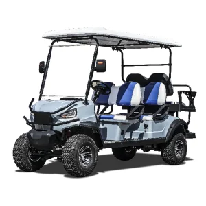 Deluxe 6 Seater White Ultra Endurance 72V Foldable Golf Cart Wood Grain Finish Industrial Zone Color /shape Can Be Customized