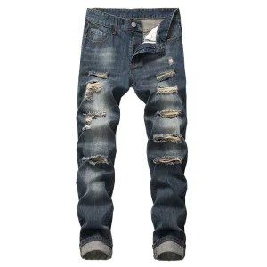 Calças de Jeans Masculinas Brancas de Cintura Alta