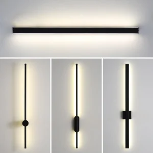 Modern Long Linear Wall Light Indoor Strip Black Dimmable LED Wall Lamps