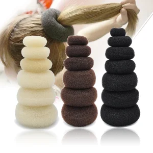 Wholesale Black/White/Brown Fashional Style Bun Hair Accessories Nylon Large Hair Donut Bun Shaper Maker For Women