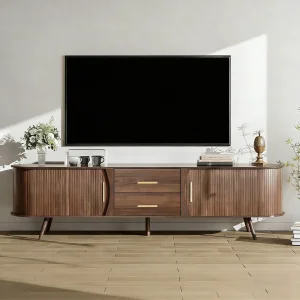 70" Multifunctional Medieval Groove Tambour TV Console